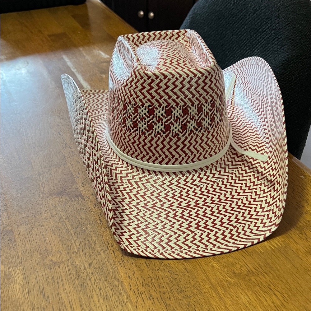 Chic Red and White Women's Western Hat
